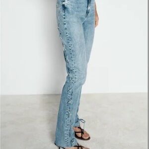 Zara Slim Jeans with side lacing Z1975 Size 38 EU 6 US